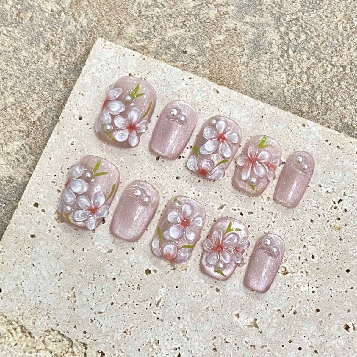 3D Sakura Pink Press - On Nails - CELESTI NAILS