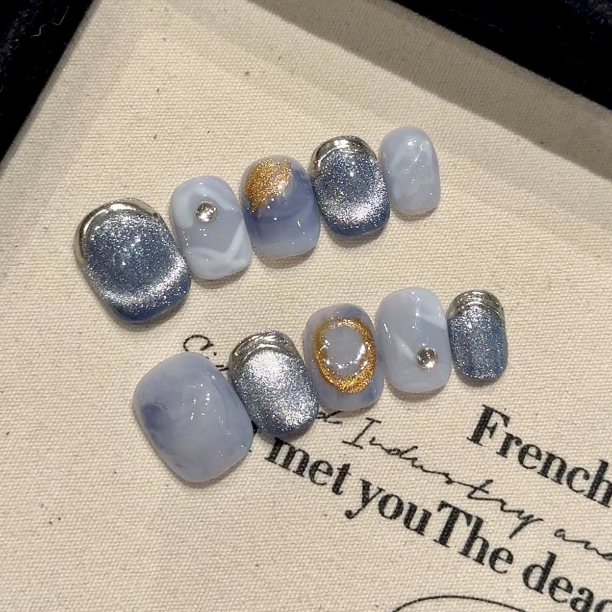 Blue Gemstone - Press On Nails - CELESTI NAILS