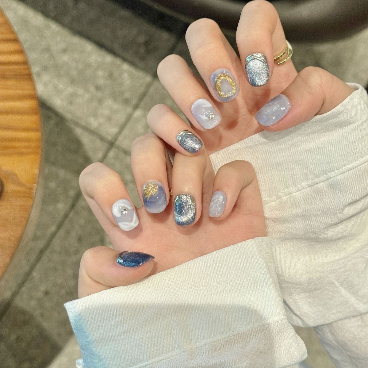 Blue Gemstone - Press On Nails - CELESTI NAILS