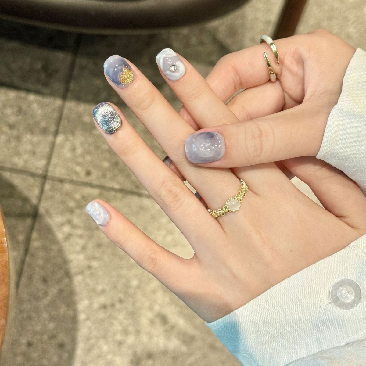 Blue Gemstone - Press On Nails - CELESTI NAILS
