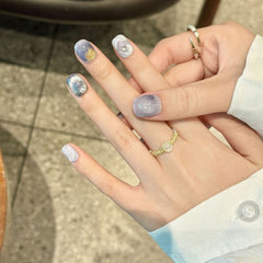 Blue Gemstone - Press On Nails - CELESTI NAILS