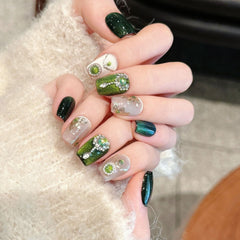 Green Treasure Huaguang - Press On Nails - CELESTI NAILS