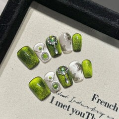 Green Treasure Huaguang - Press On Nails - CELESTI NAILS